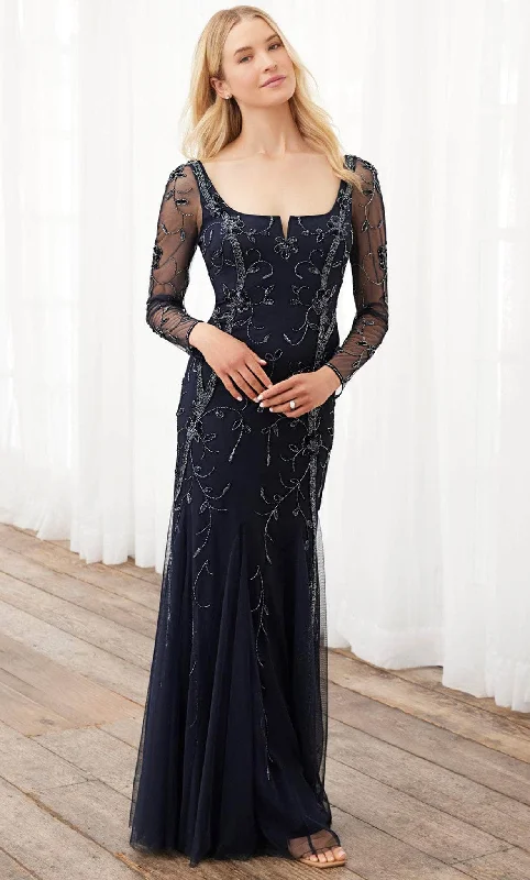 Special Discount Adrianna Papell Platinum 40396 - Sheer Floral Beaded Dress