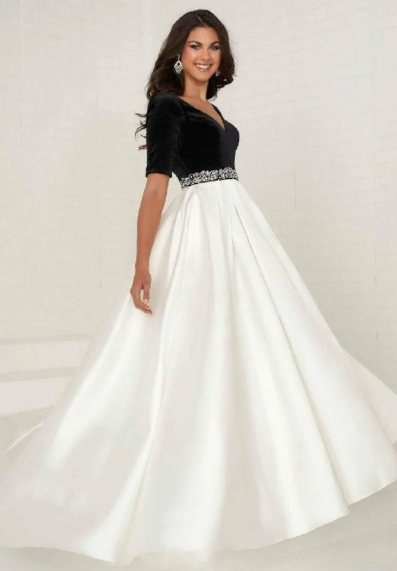 Exclusive Online Offer Tiffany Designs - Beaded Velvet/Mikado A-line Dress 16287