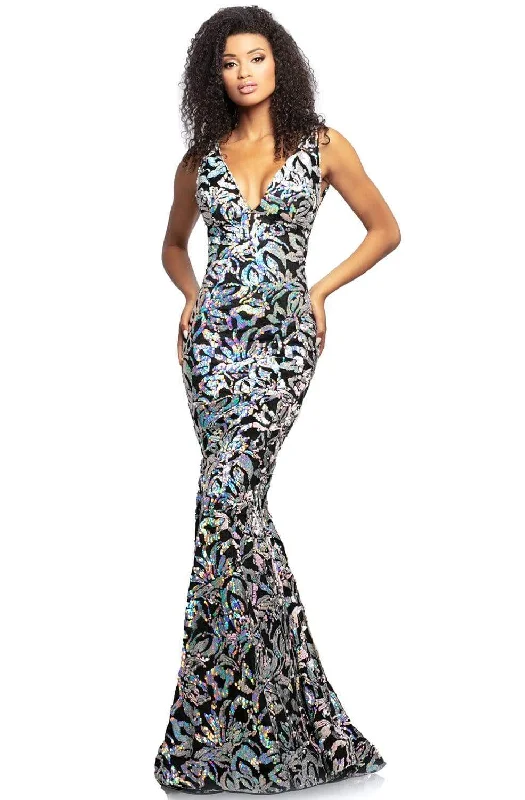 Daily Specials Johnathan Kayne - 2106 Sleeveless V Neck Sequin Velvet Mermaid Gown Daily Specials Johnathan Kayne - 2106 Sleeveless V Neck Sequin Velvet Mermaid Gown