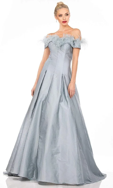 Big Discounts Terani Couture - 2021E3572 Feather Ornate Off-Shoulder A-Line Gown