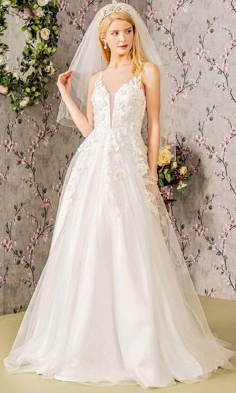 Closeout GLS by Gloria Bridal GL3269 - Floral Embroidered Wedding Gown