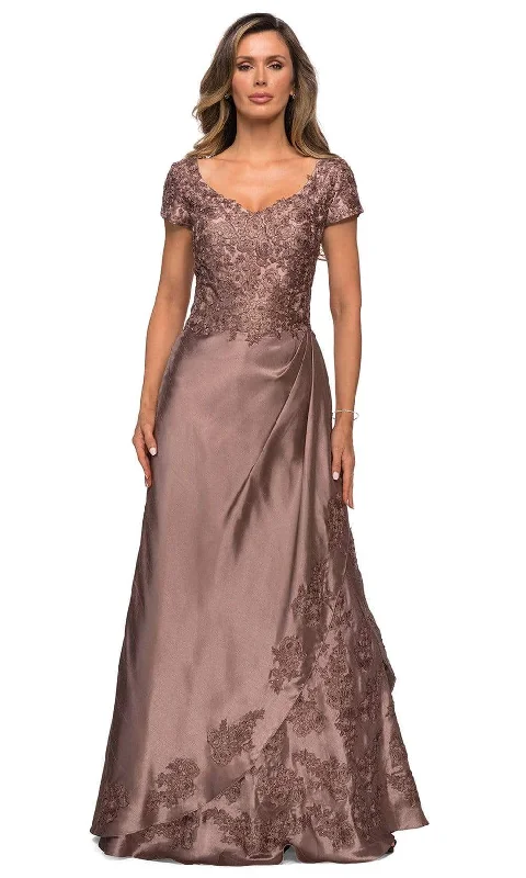 Huge Discounts La Femme - 27033 Floral Satin A-Line Mother of the Bride Gown