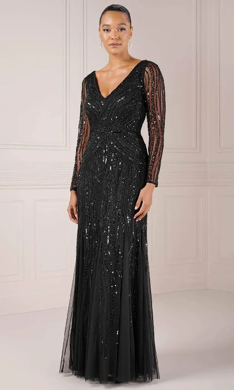 Buy More, Save More Adrianna Papell Platinum 40445 - Long Sleeve V-Neck Evening Dress Buy More, Save More Adrianna Papell Platinum 40445 - Long Sleeve V-Neck Evening Dress