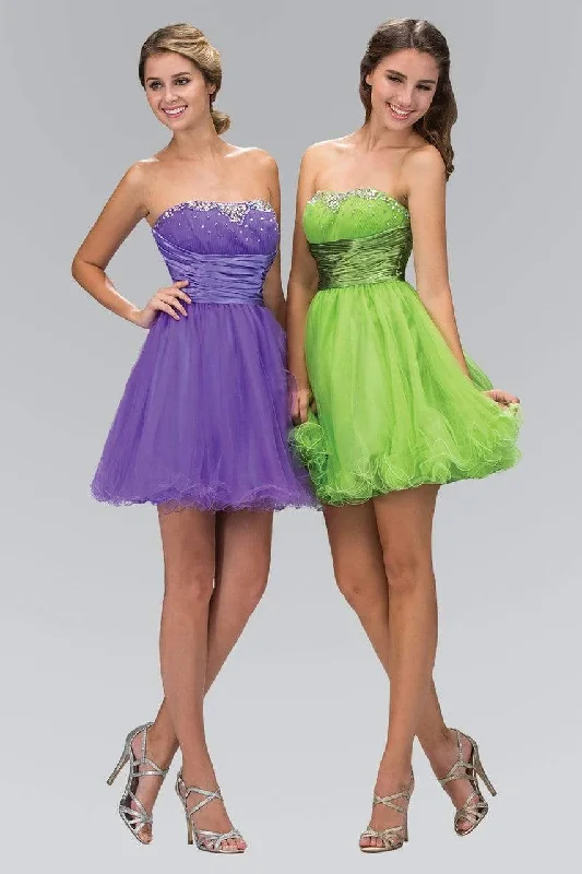 Quick Sale Elizabeth K - GS1052 Crystal Embellished Pleated Empire Waist Dress