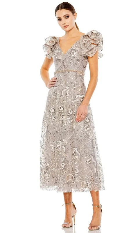 Unmissable Offer Mac Duggal 68262 - Embroidered Lace A-line Midi Dress