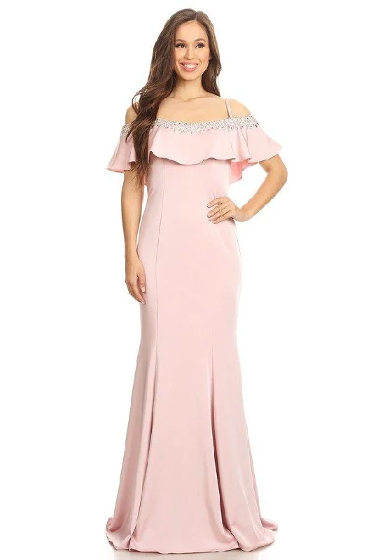 Overstock Sale Eureka Fashion - 7333 Bejeweled Ruffle Overlay Mermaid Gown