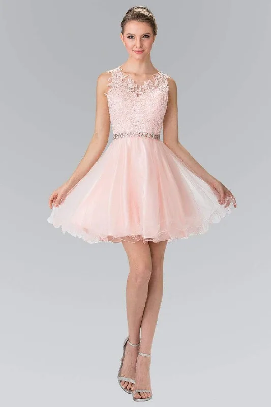 Buy More, Save More Elizabeth K - GS2375 Lace Illusion A-Line Tulle Short Dress