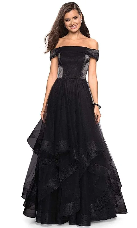 Savings Bonanza La Femme - 27224 Off-Shoulder Pleated A-Line Gown