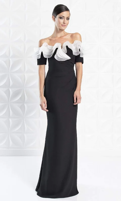 Customer Appreciation Sale Alexander by Daymor - 1257 Ruffled Off Shoulder Sheath Dress