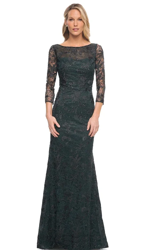 Online Only La Femme 30317 - Sheer Lace Dress