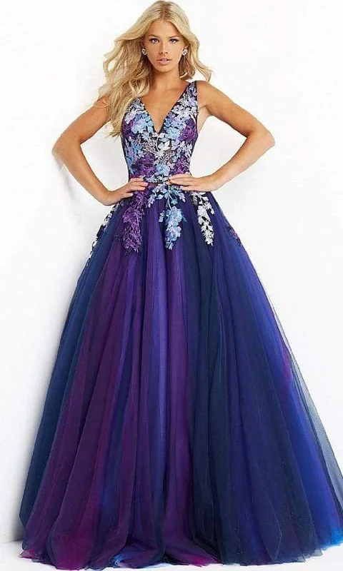 Weekend Deal Jovani - 06807 Gradient Floral Embroidered A-line Gown