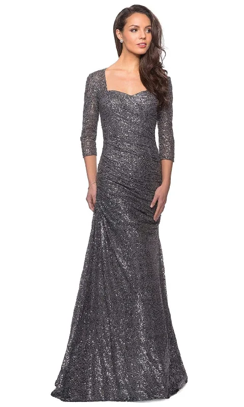 Deal Alert La Femme - 28065 Sequined Shirred Trumpet Dress