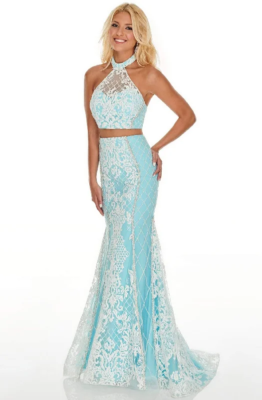 Crazy Deals Rachel Allan Prom - 7003 Two Piece High Halter Trumpet Dress