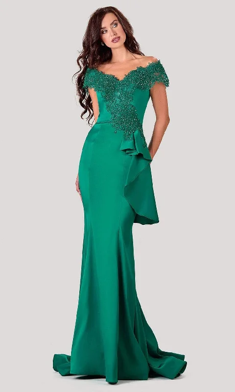 Take Advantage Terani Couture - 2111M5255 Embroidered Off Shoulder Mother of the Bride Dress Take Advantage Terani Couture - 2111M5255 Embroidered Off Shoulder Mother of the Bride Dress
