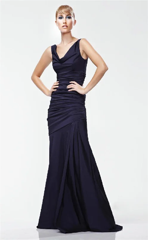 Don't Wait Theia - 881195 Asymmetric Cowl Neck Mermaid Taffeta Gown