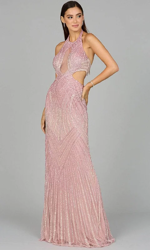 Limited Availability Lara Dresses 9943 - Bead Embellished Halter Prom Gown