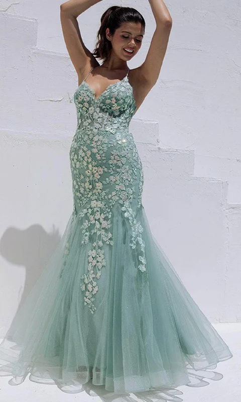Today's Special Eureka Fashion 9696 - Floral Sequin Mermaid Prom Gown
