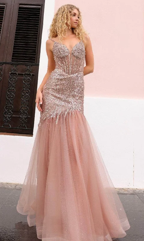 Bargain Prices Nox Anabel F1467 - Bejeweled Trumpet Prom Dress