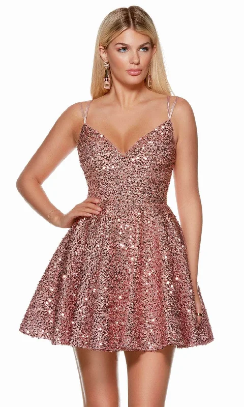 Closeout Sale Alyce Paris 3176 - V-Neck Sparkling Cocktail Dress