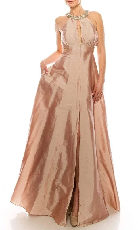 Savings Alert Aidan Mattox - MD1E200589 Beaded Halter Taffeta Dress