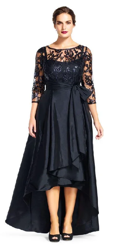 Members Only Adrianna Papell - 81916970 Quarter Sleeve Ribbon Ornate High Low Gown
