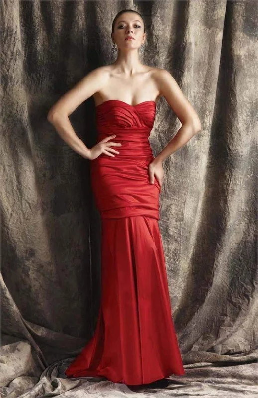 Big Discounts Theia - Strapless Sweetheart Ruched Taffeta Gown 881196