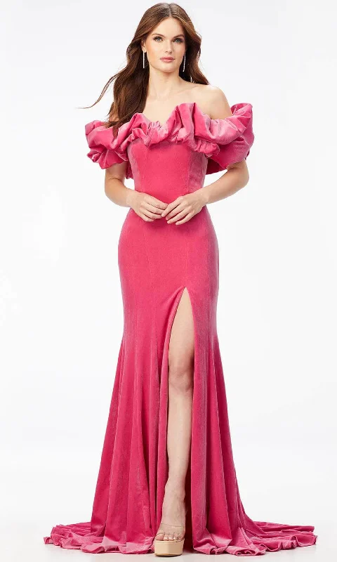 Hot Deal Ashley Lauren 11217 - Off- Shoulder Ruffle Long Dress