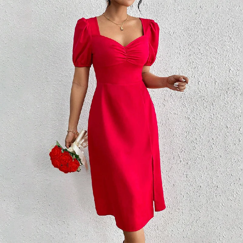 Unbeatable Prices Short Sleeve Side Slit Ruched Mini Dress