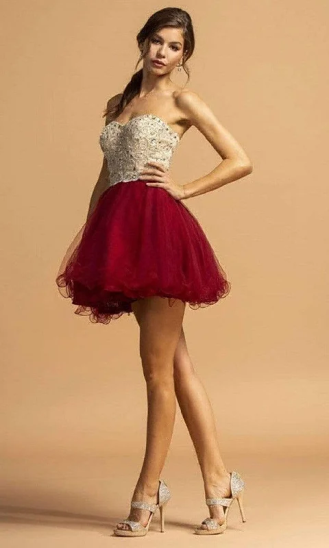 Deal Explosion Aspeed Design - S2086 Strapless Beaded Sweetheart Dress