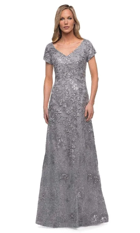 Huge Savings La Femme - 29291 V Neck Embroidered Modest Dress