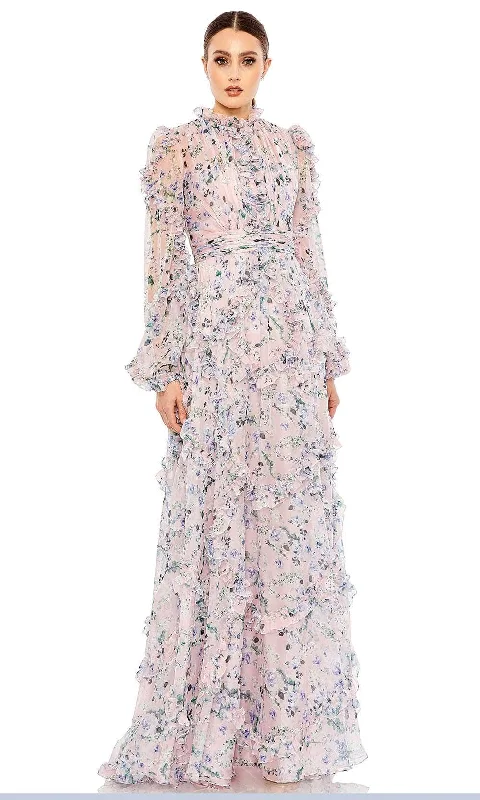 Super Bargain Mac Duggal 68232 - Long Puff Sleeve Tiered Skirt Prom Gown