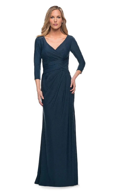 Discount Deals La Femme - 29223 Fitted V-Neck Evening Dress