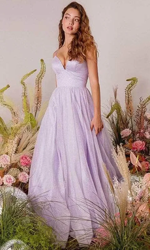 Reduced Prices Eureka Fashion 9009 - Glitter Mesh Plunging V-Neck Prom Gown