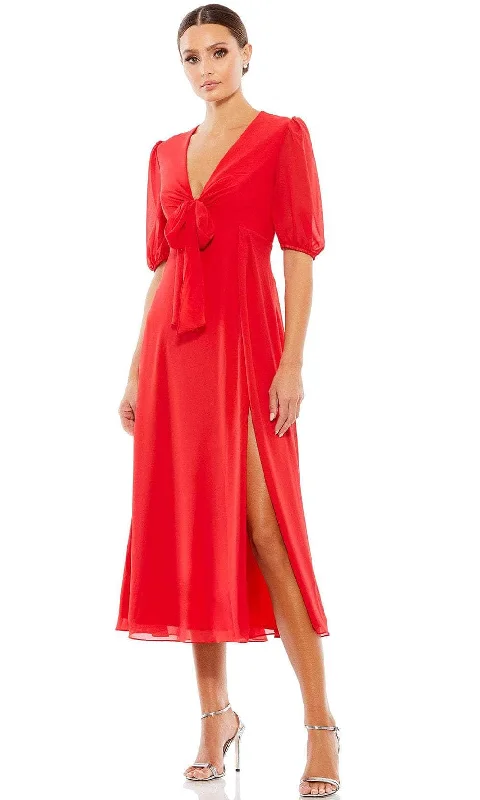 Savings Galore Ieena Duggal 55627 - Deep V-Neck Bow Accent Formal Dress
