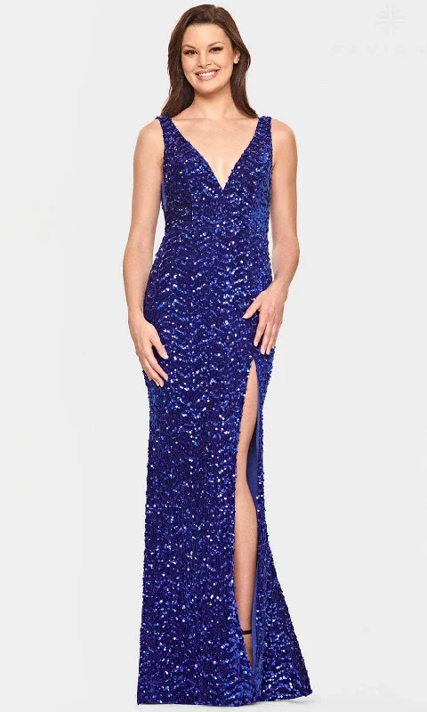 Friends and Family Sale Faviana S10820 - Sequined V-Neck Evening Dress