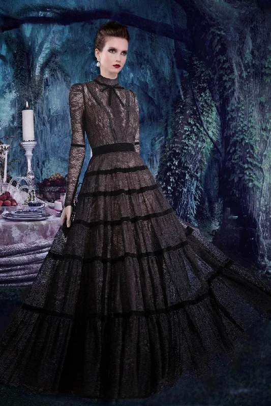 While Supplies Last Janique - K7031 Long Sleeve High Neck Lace A-Line Gown