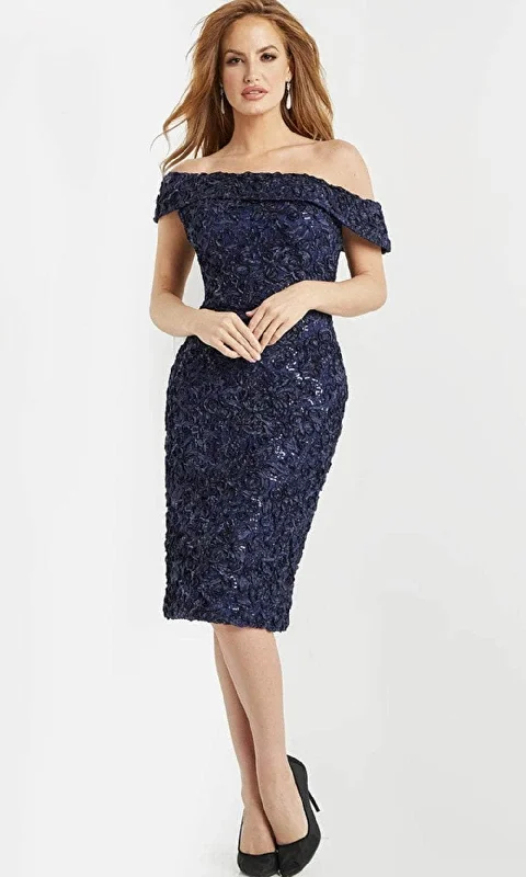 Bargain Bin Jovani 09767 - Embroidered Off Shoulder Evening Dress