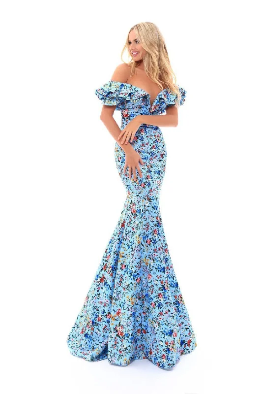Daily Deals Tarik Ediz Fitted Ruffled Off Shoulder Mermaid Dress 50306 - 1 pc Blue In Size 4 Available Daily Deals Tarik Ediz Fitted Ruffled Off Shoulder Mermaid Dress 50306 - 1 pc Blue In Size 4 Available