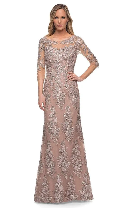 Exclusive Deal La Femme - 29225 Illusion Embroidered Formal Long Mother of the Bride Dress