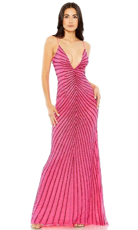 Best Bargains Mac Duggal 93950 - Plunging V-Back Beaded Evening Gown