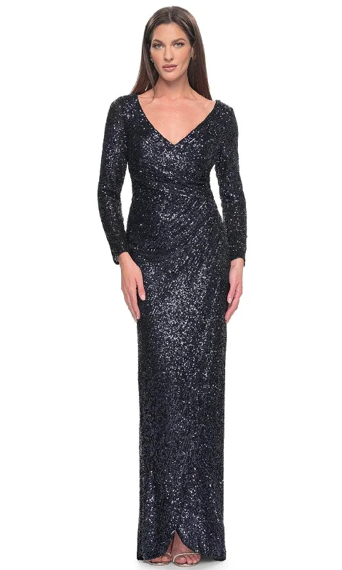 YEAR-End Clearance La Femme 31698 - Sequin V-Neck Evening Dress