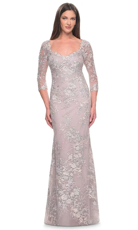 Incredible Offers La Femme 31804 - Embroidered Scoop Neck Evening Dress