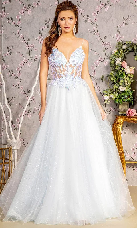 Online Only GLS by Gloria GL3265 - Sleeveless 3D Butterfly Embellished Prom Gown