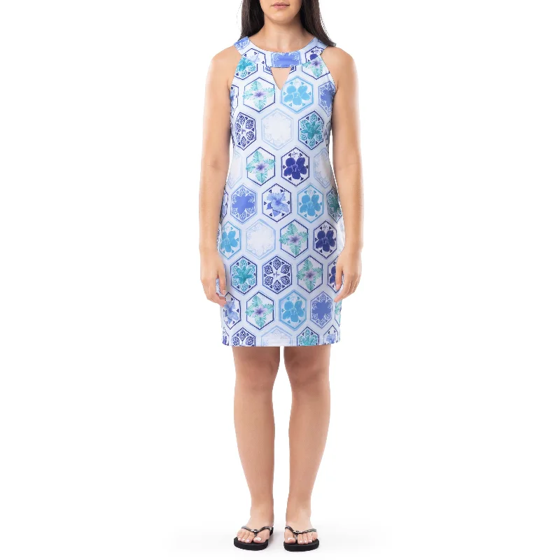 Exclusive Preview Ladies Tonal Tiles Halter Dress