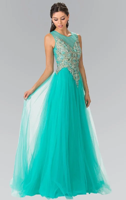 Epic Deals Elizabeth K - GL2317 Embellished Scoop Neck Tulle A-Line Dress