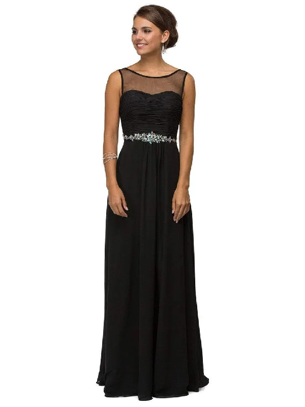 Lowest Price Dancing Queen Bridal - 9541 Ruched Illusion Sweetheart Jewel-banded Chiffon A-line Dress