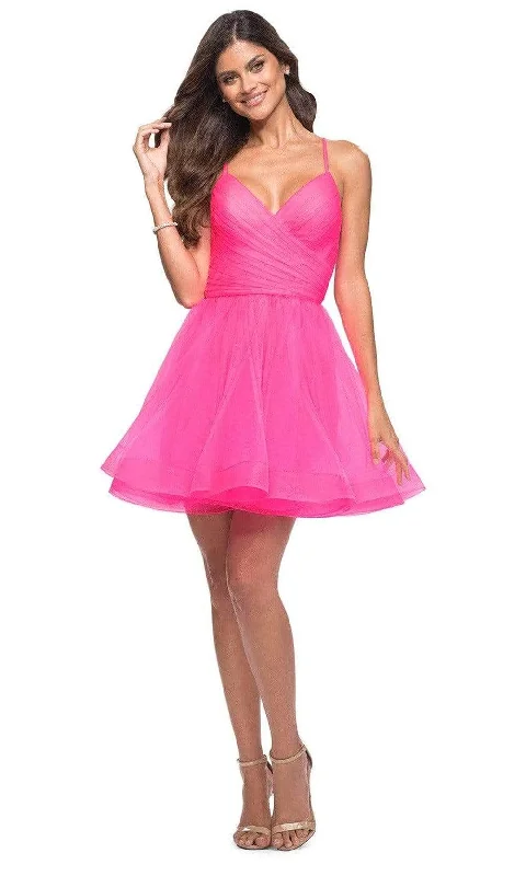 Deal Frenzy La Femme - 30345 V-Neck A-Line Cocktail Dress