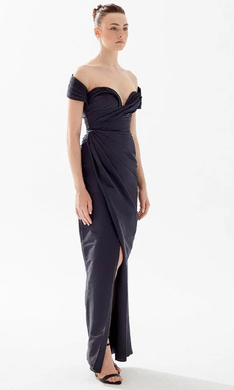 Epic Deals Tarik Ediz 98259 - Pleated Off-Shoulder Evening Dress