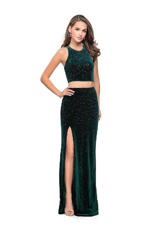 Factory Direct Sale La Femme - 25464 Strappy Two Piece Fitted Slit Dress