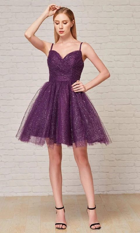 Today’s Deal J'Adore Dresses - J18086 Glitter V Neck A-Line Short Dress